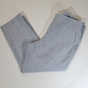 Banana Republic Linen Pants Womens‎ Size 12P Avery Blue White Striped Nautical